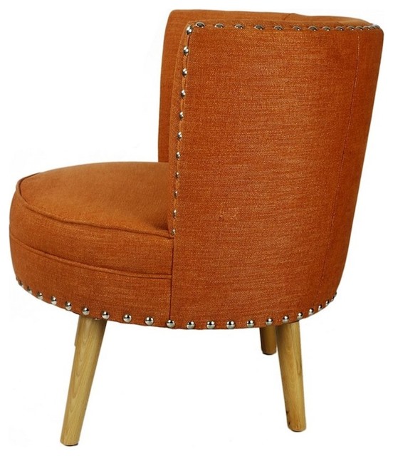 Adeco Cream White Fabric Lien Round Leisure Chair With 4 Legs Adeco Dark Orange Fabric Lien Round Leisure Chair With 4 Legs Armchairs And Accent