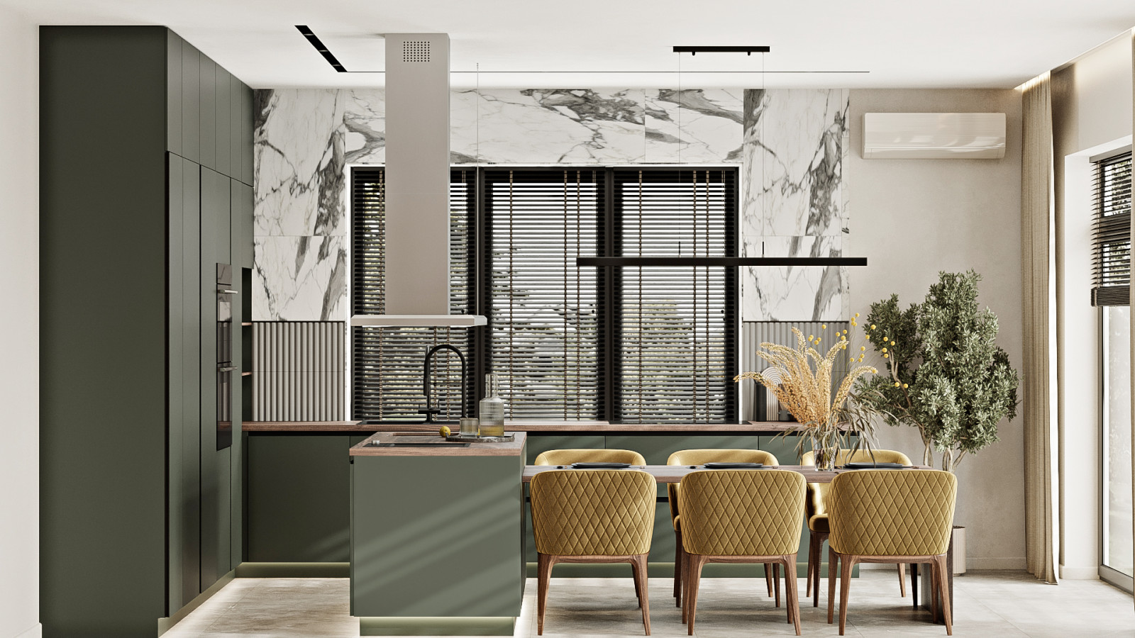 КП Первозванный 1, кухня-гостиная (вариант 2)