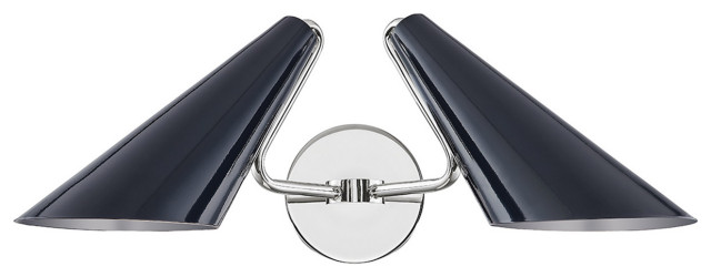 H399102-PN/MBL Talia 2 t Wall Sconce in Polished Nickel/Midnight Blue Combo