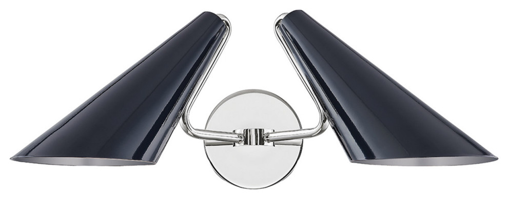 H399102-PN/MBL Talia 2 t Wall Sconce in Polished Nickel/Midnight Blue Combo
