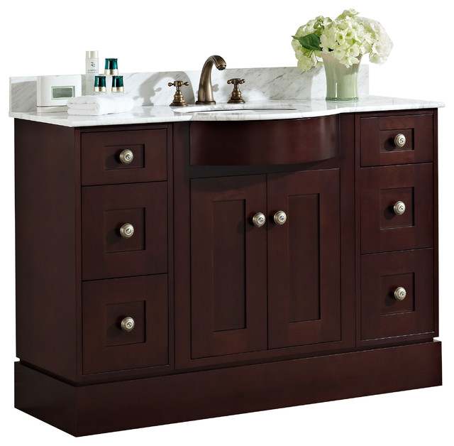 Cherry Wood-Veneer Vanity Set in Coffee, 48"x22 ...