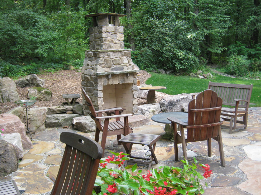 Natural Stone Patio & Outdoor Living Space - Traditional - Patio