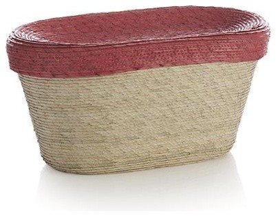 Sarinana Oval Basket with Coral Lid