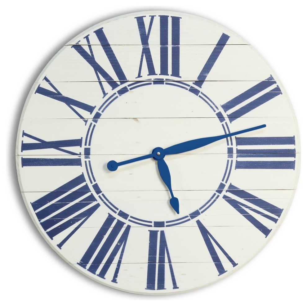 Navy Nautical Oversized Wall Clock 24 X24 Beach Style Wall   Home Design 