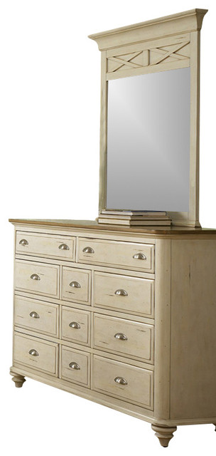 11 Drawer Dresser And Mirror With Hardwoods Natural Pine