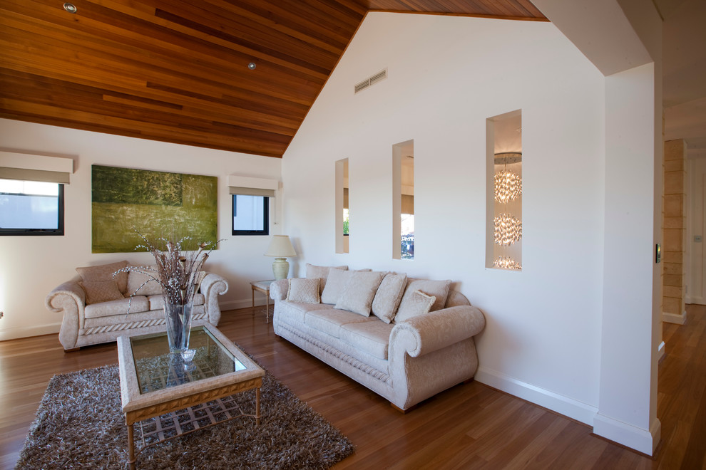 This is an example of a transitional family room in Perth.