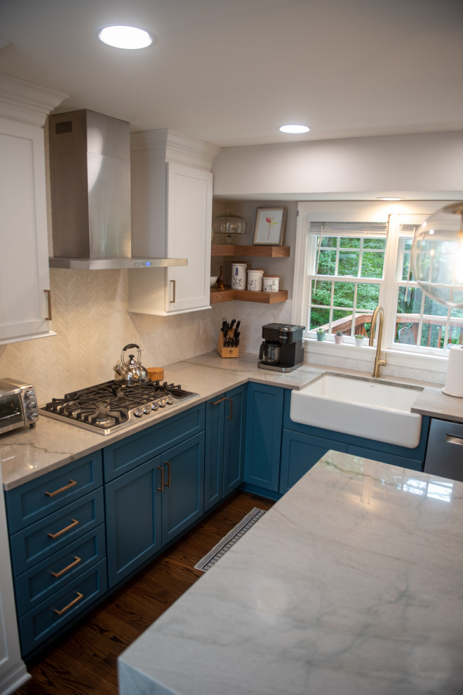 Kitchen with Stunning Waterfall Island