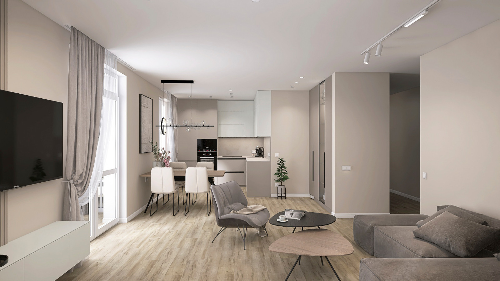 Проект кухни-гостиной в ЖК Рафинад г. Вологда