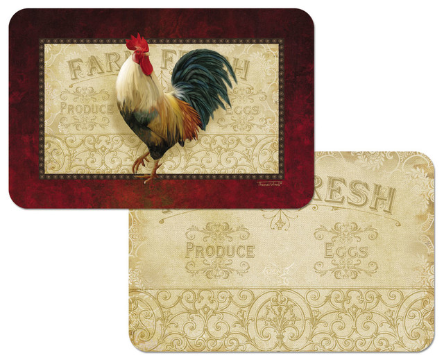 Farm Fresh Rooster Vinyl Plastic Placemats Farmhouse Placemats by