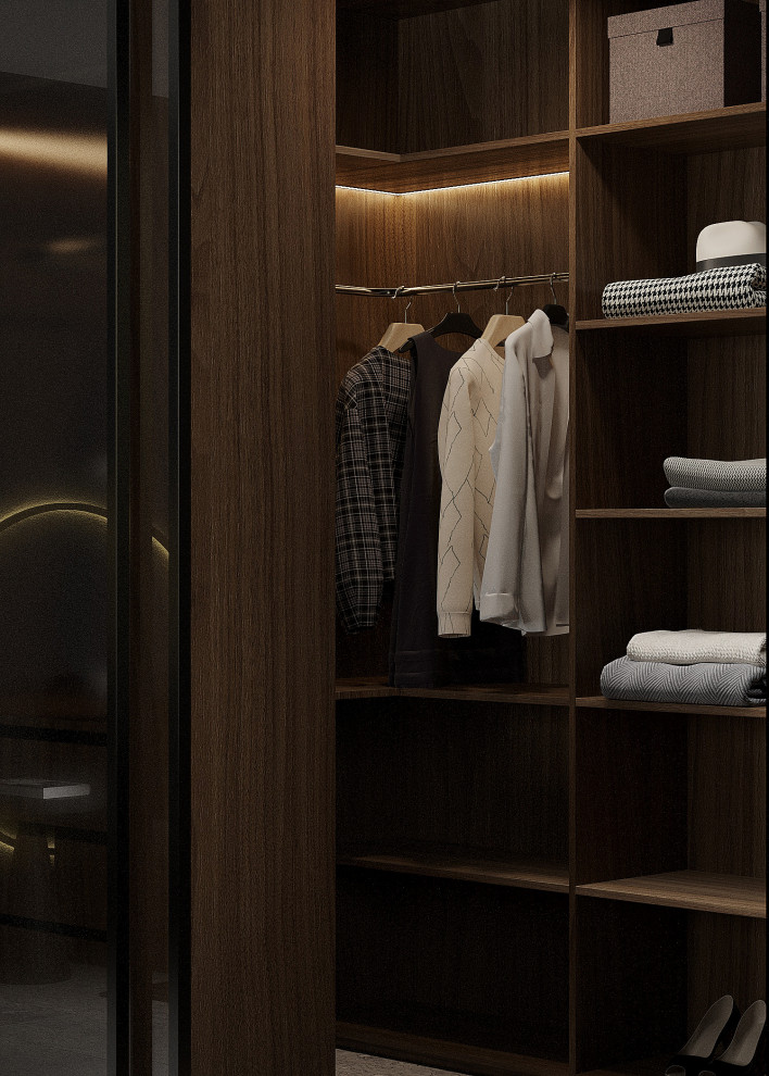 Минималистичная квартира с тёмной спальней