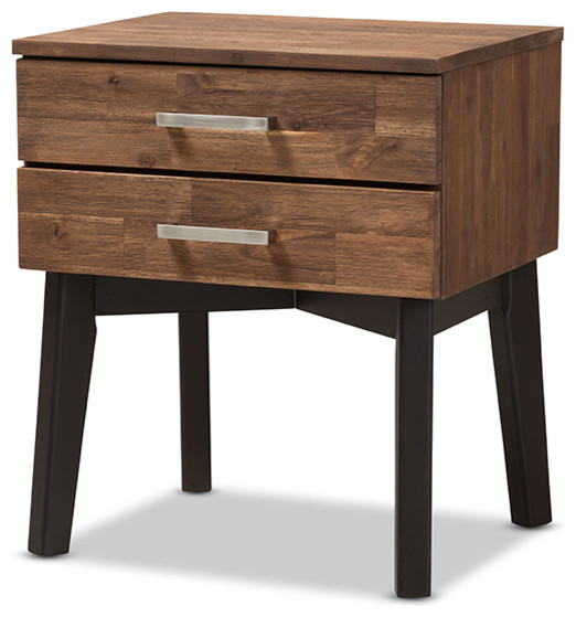 Baxton Studio Selena Mid Century Modern Brown Wood 2 Drawer Nightstand Transitional Nightstands And Bedside Tables By Ezmod Furniture