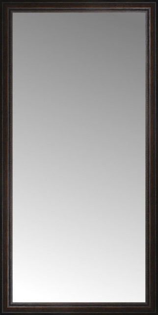 29"x57" Custom Framed Mirror, Distressed Brown