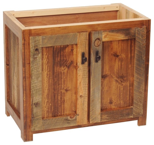 Rustic Wood Bathroom Vanity Base, 30"W - Rustic - Bathroom ...