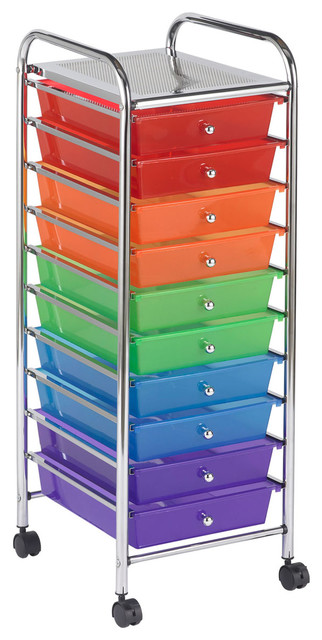 Ecr4kids 10 Drawer Mobile Craft Storage Organizer Assorted