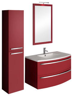 Ondine Lacquered Red Bathroom Vanity Unit 100 Cm Modern Bathroom Vanity Units Sink Cabinets By Discac Houzz Uk