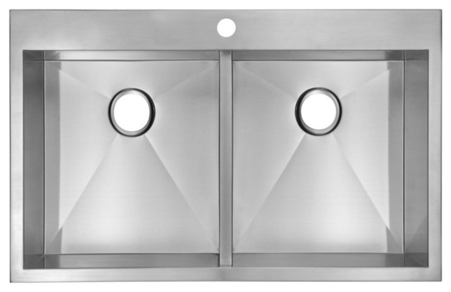 33 X 22 Zero Radius 50 50 Double Bowl Stainless Steel Drop In Kitchen Sink