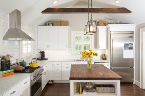 wood beam ceiling in kitchen 