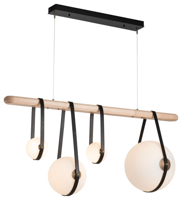 Hubbardton Forge 131043-1002 Derby Linear 4-Light LED Pendant in Opal Glass