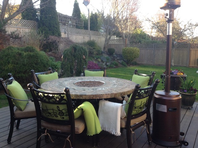 5 Round Wine And Music Themed Table Group W Fire Pit Ice Bucket