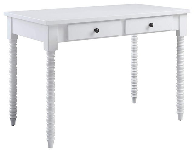 Unique Desk, Turned Legs With Rectangular Top & 2 Storage Drawers