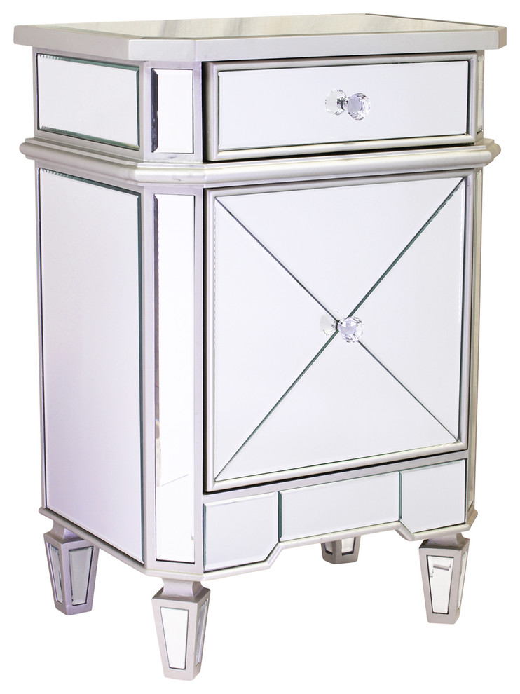 Design Tree Home Mirrored Beside Transitional Nightstands