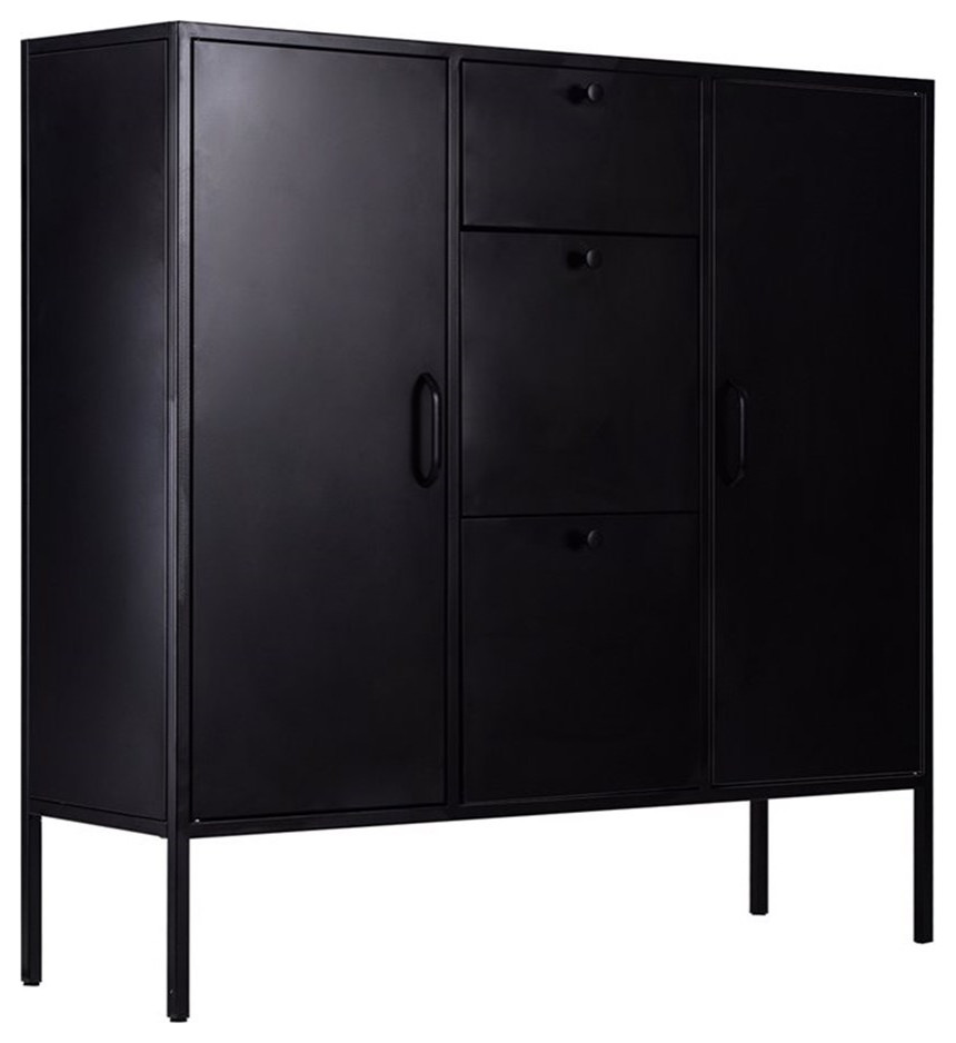 Pemberly Row Metal Storage Sideboard with 3 Drawers and 2 Doors