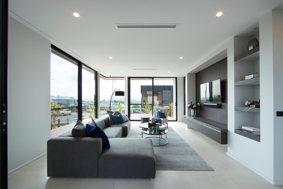 Design ideas for a contemporary family room in Canberra - Queanbeyan.