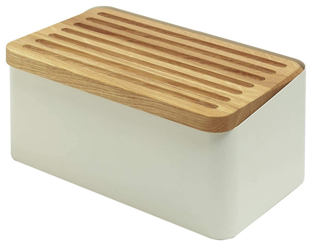 Legnoart Crispy White Bread Bin With Double Functioning Lid Contemporary Bread Boxes by La