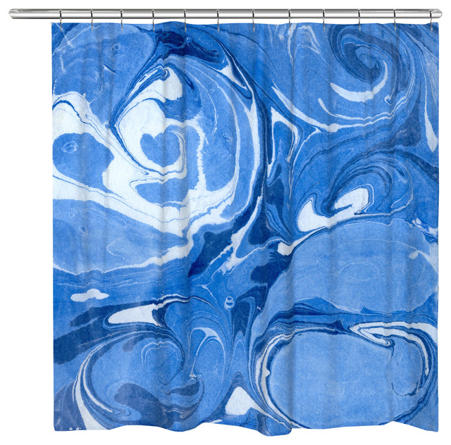 Laural Home Bold Blue Marble Shower Curtain Contemporary