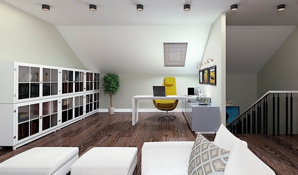Кабинет и домашний кинотеатр в мансарде 45 кв. м