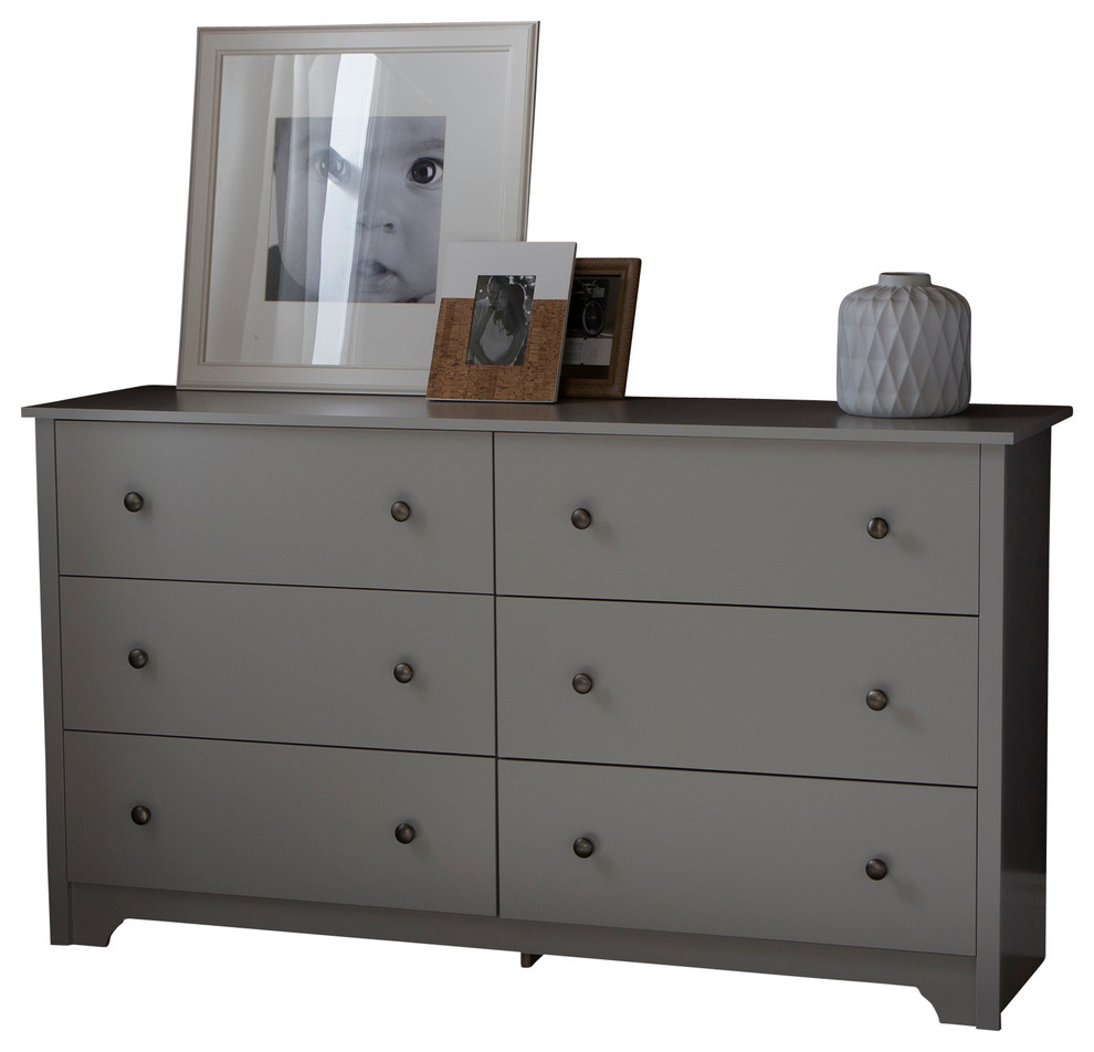 South Shore Vito 6 Drawer Double Dresser Soft Gray Transitional