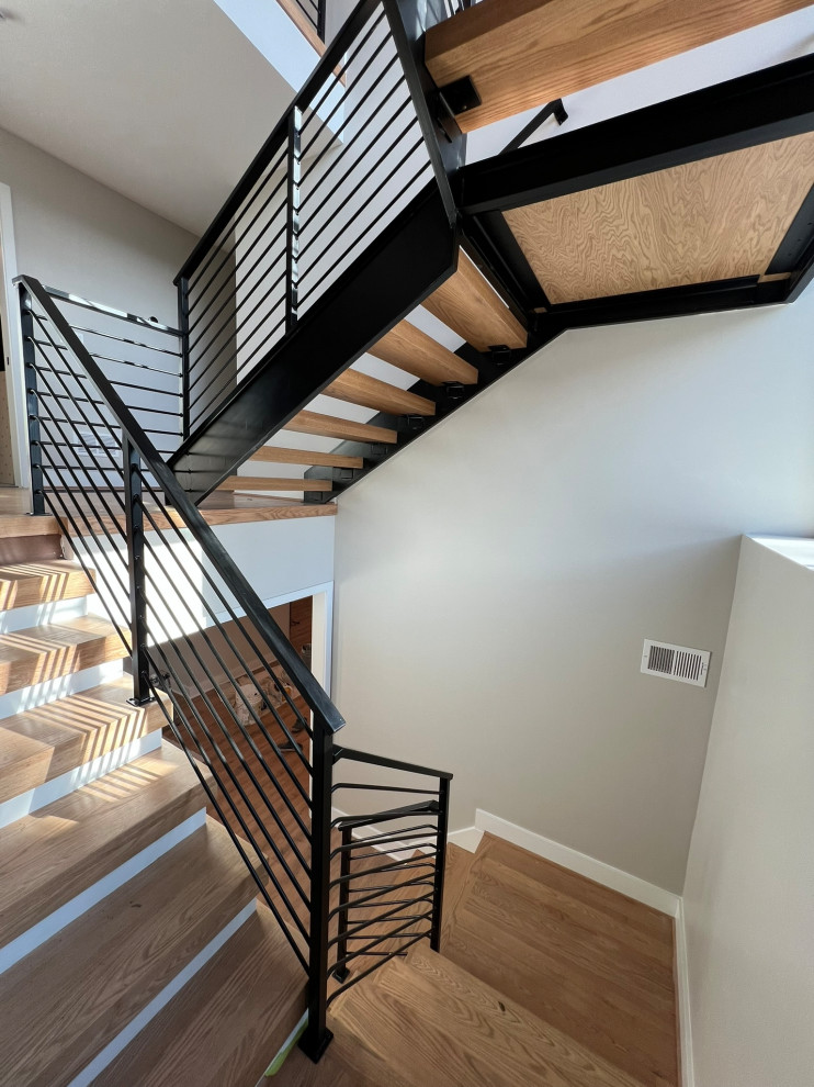 New metal staircase with metal railings