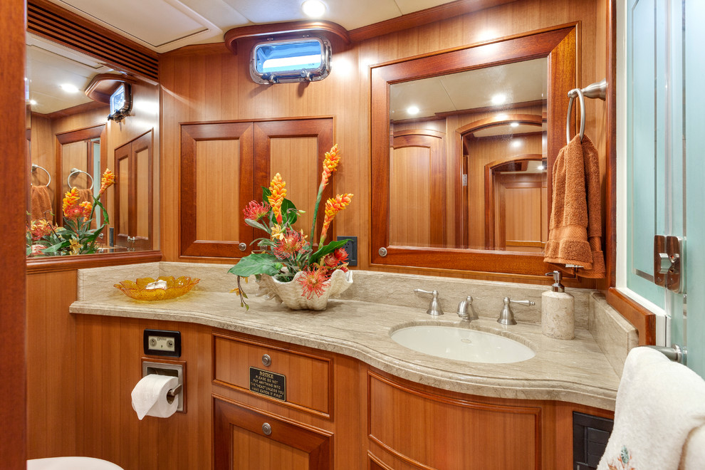 Inspiration for a transitional bathroom remodel in Miami