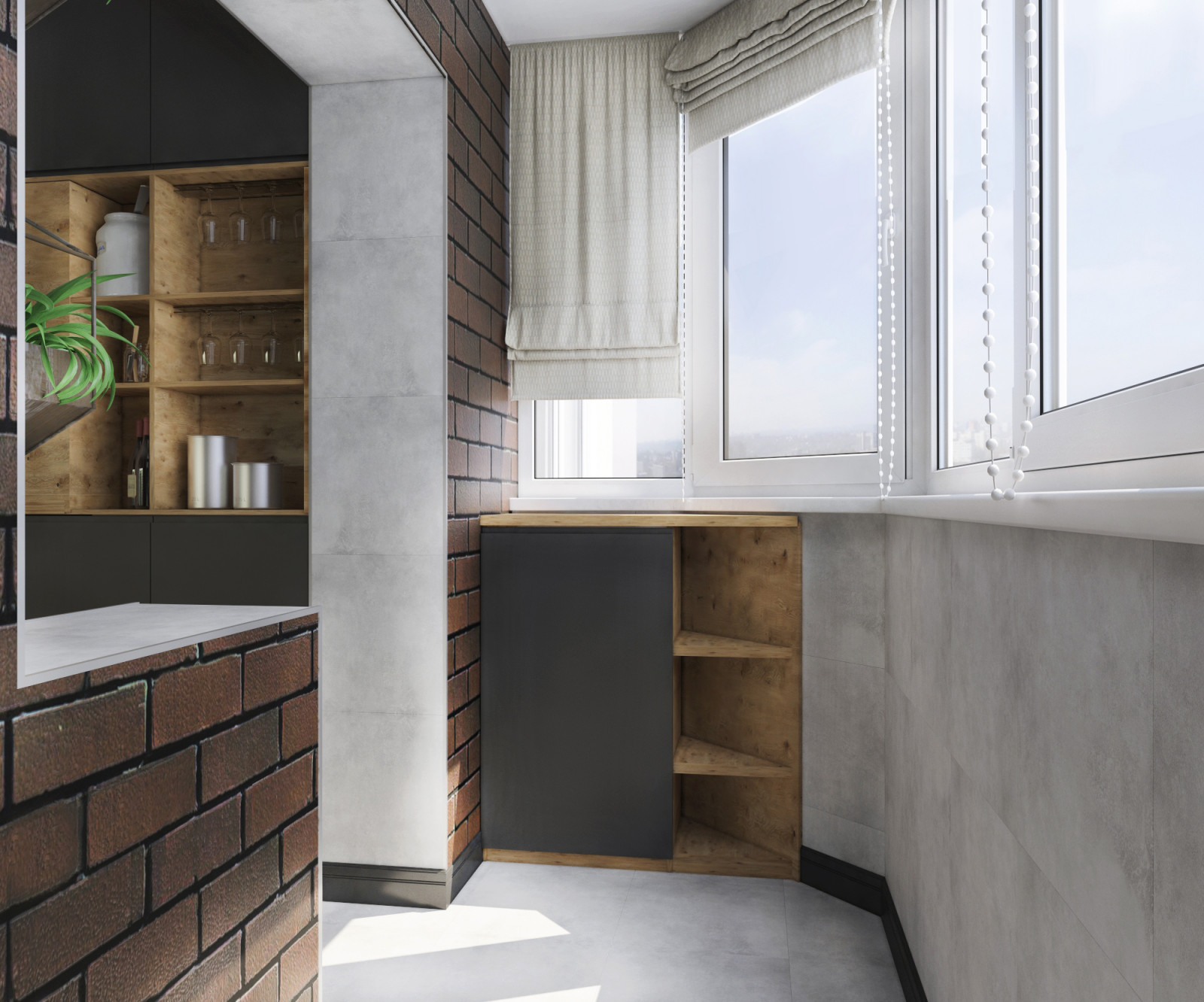 Присоединенная лоджия в дизайне интерьера однокомнатной квартиры