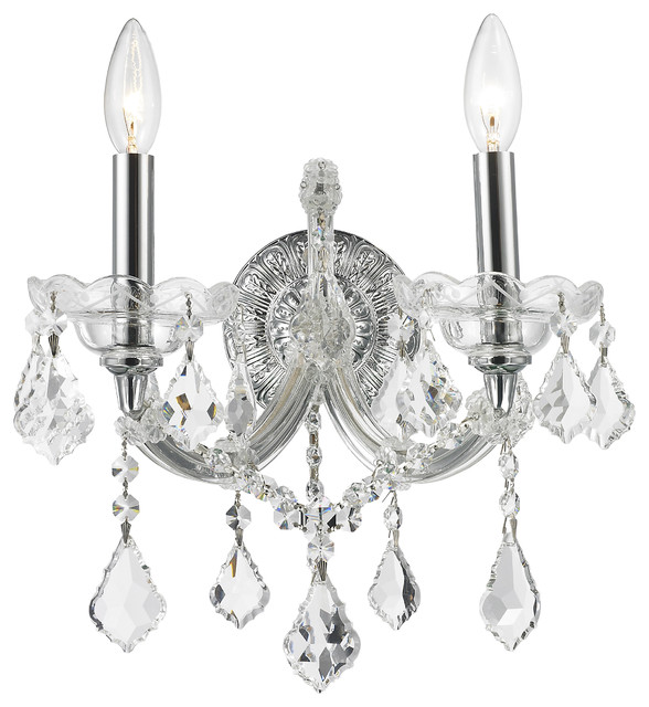 Maria Theresa 2 Light Crystal Candle Wall Sconce Medium Maria Theresa 2 Light Crystal Candle Wall Sconce Medium Chrome Finish