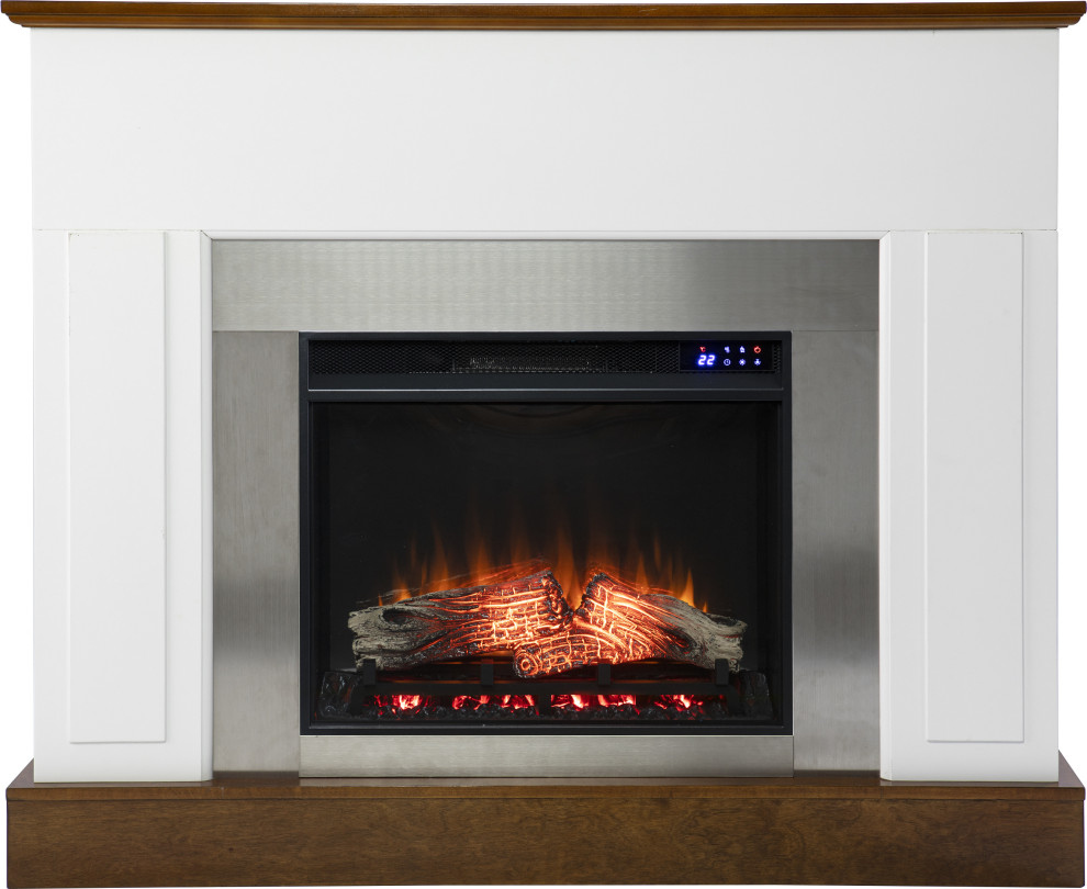Eastrington Electric Fireplace - White, Enhanced Electric Firebox