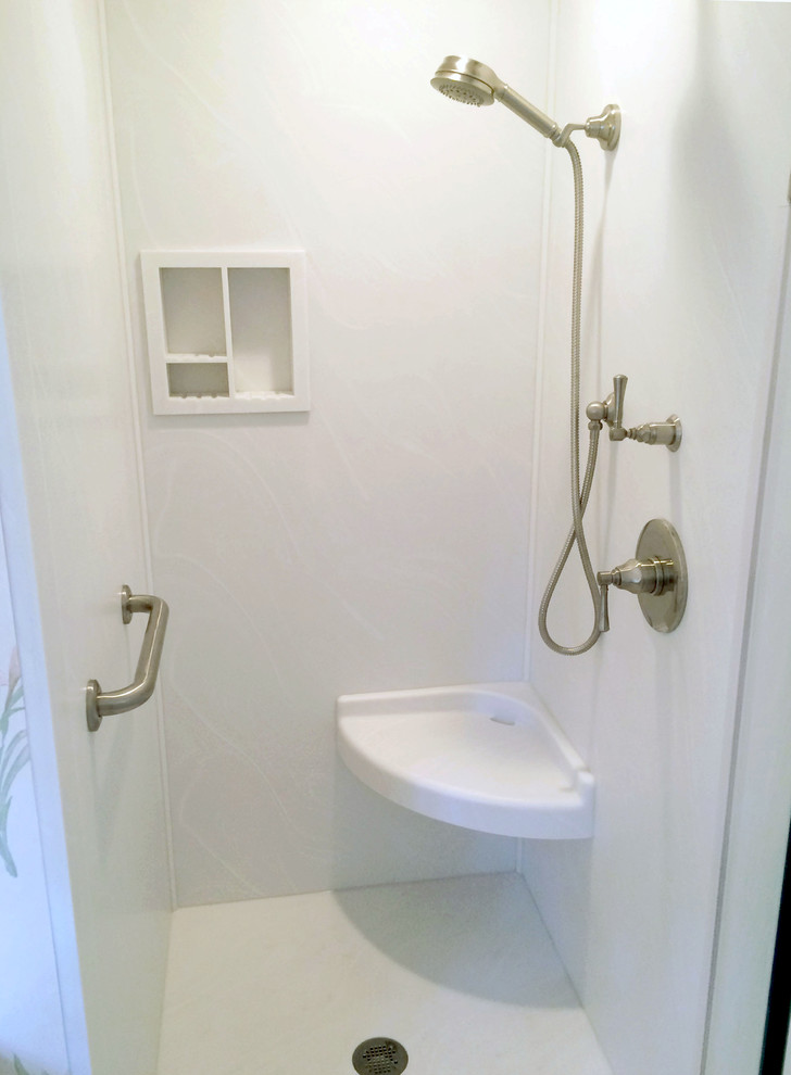 Venaro White Corian Countertop Shower With Bathroom Update