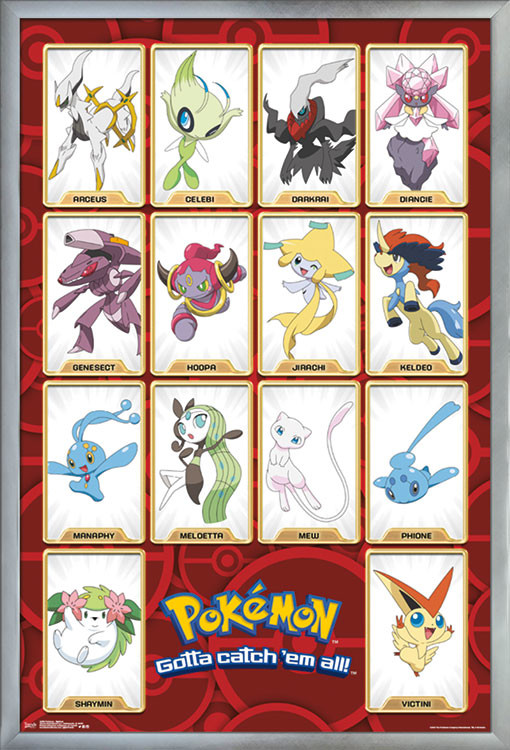 Pokemon Mythical Poster Silver Framed Version