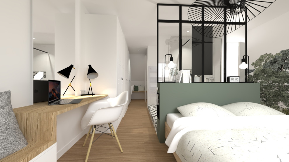 Design ideas for a medium sized modern master bedroom in Lille.