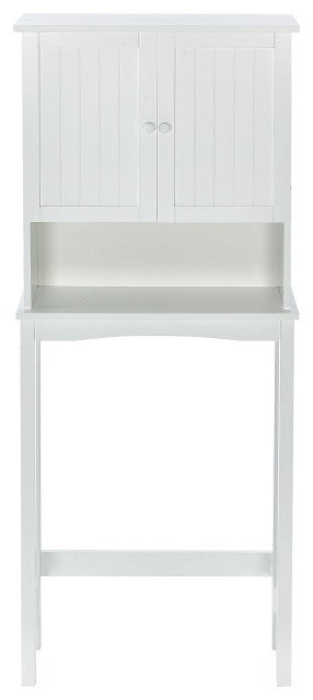 62" Tall White Over-The-Toilet Bath Cabinet, Shelf and Two Doors