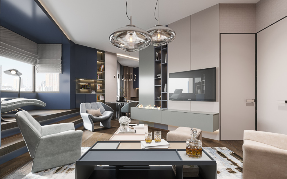 Студия в современном стиле  в колониальных тонах