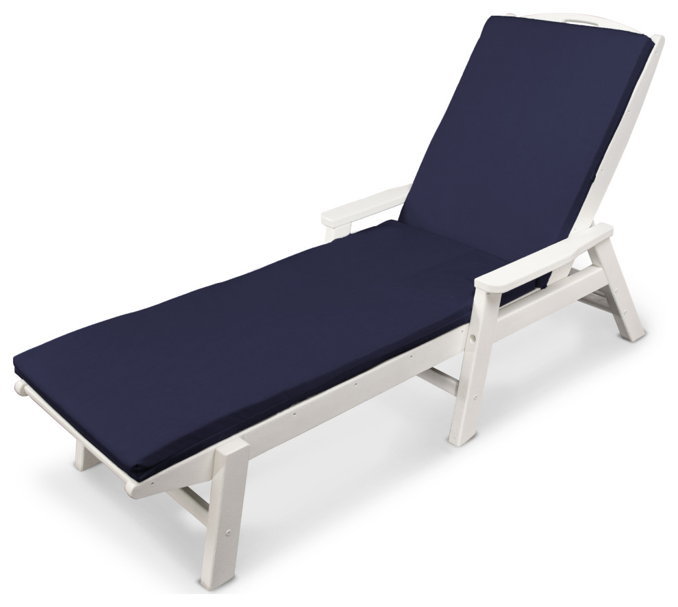 POLYWOOD Nautical Chaise With Arms and Ateeva Cushion Beach Style