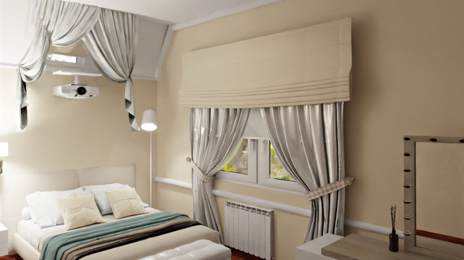 Подбор планировочного решения, создание визуализации спальни в загородном доме