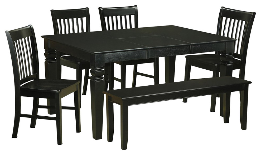 6 Piece Kitchen Dinette Set Table And 4 Chairs And Bench