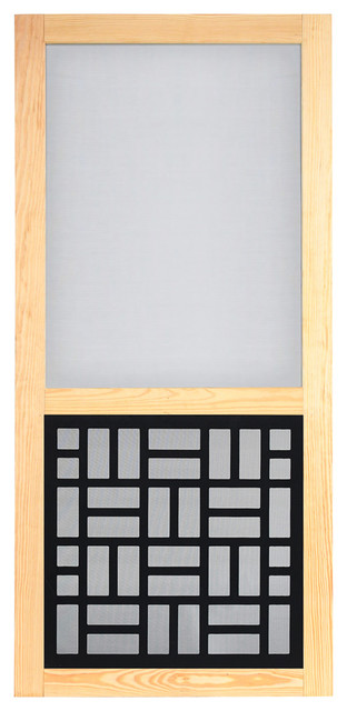 Basketweave Black Insert Vinyl Screen Door With Hardware 32