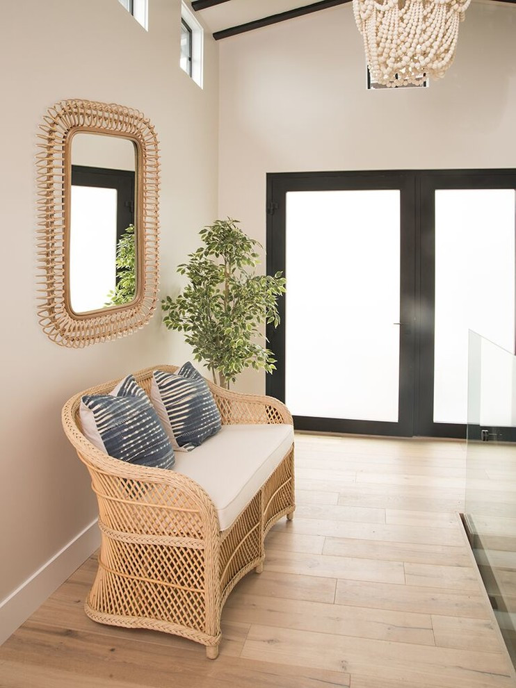 Rattan Coiled Rectangular Wall Mirror, Natural Tropical Wall