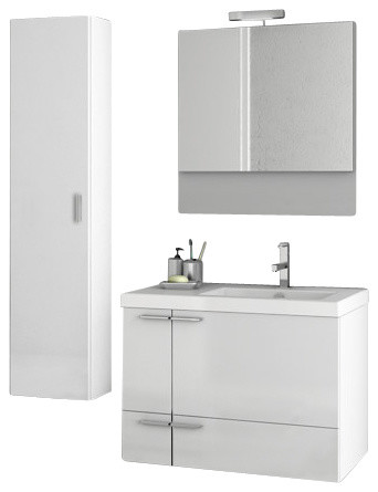 31" Glossy White Bathroom Vanity Set