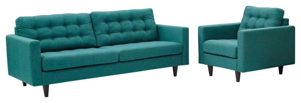 Melanie Teal Armchair And Sofa, 2-Piece Set