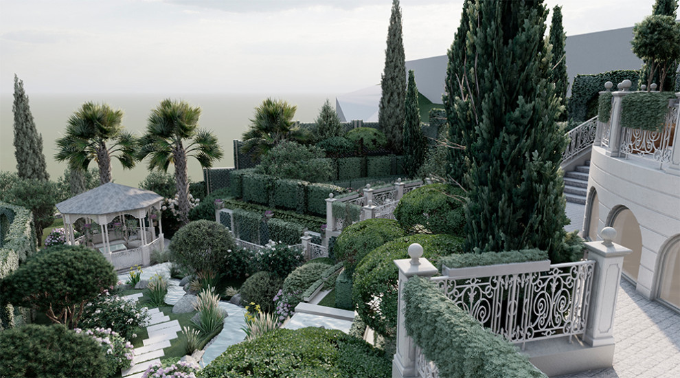 Концепция благоустройства и озеленения частной территории на сложном рельефе