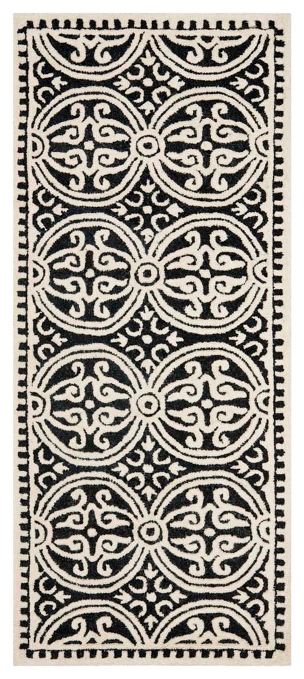Zagora Hand-Tufted Rug, Black and Ivory, 2'6"x6'